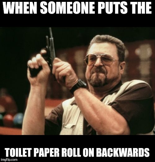 Am I The Only One Around Here | WHEN SOMEONE PUTS THE; TOILET PAPER ROLL ON BACKWARDS | image tagged in memes,am i the only one around here | made w/ Imgflip meme maker