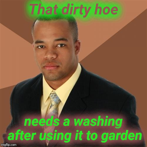 Dirty hoe | That dirty hoe; needs a washing after using it to garden | image tagged in memes,successful black man,dirty,hoe,justjeff | made w/ Imgflip meme maker