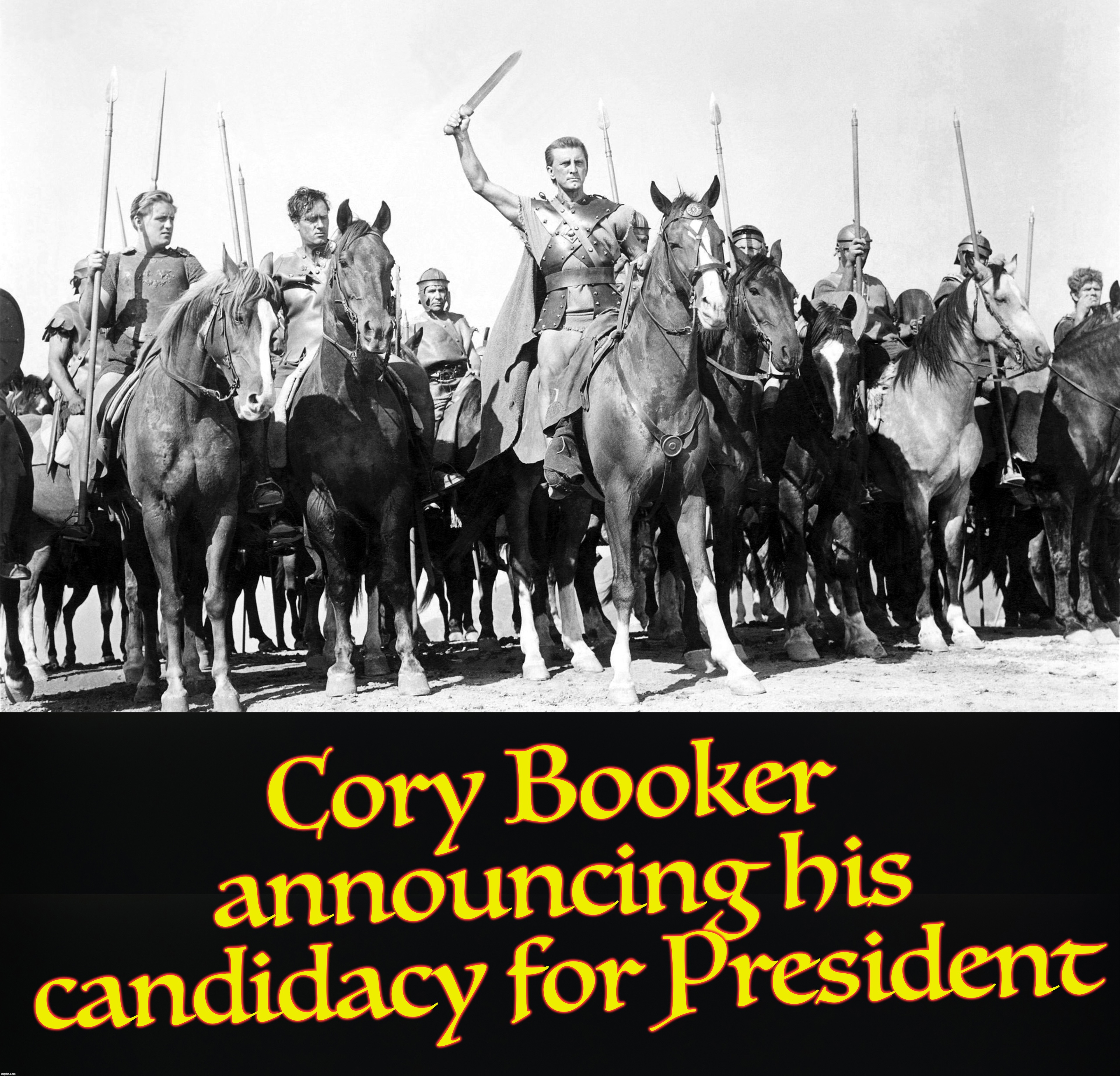 Cory Booker announcing his candidacy for President | image tagged in cory booker,i am spartacus | made w/ Imgflip meme maker