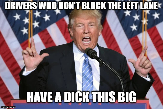Big Dick | DRIVERS WHO DON'T BLOCK THE LEFT LANE; HAVE A DICK THIS BIG | image tagged in left,lane,traffic,block,big,dick | made w/ Imgflip meme maker