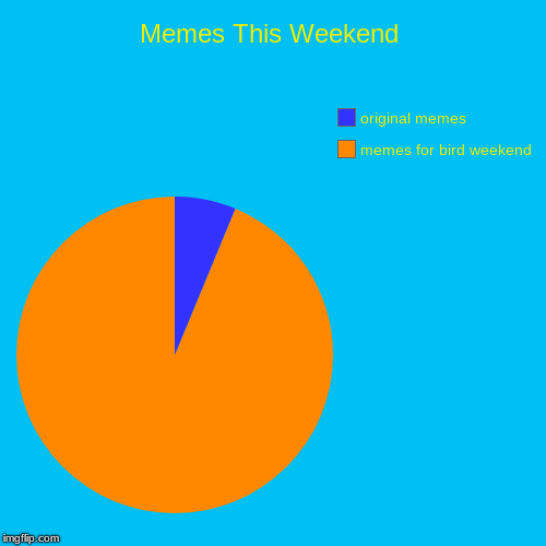 Bird Weekend February 1-3, a moemeobro, claybourne, and 1forpiece event | Memes This Weekend | memes for bird weekend, original memes | image tagged in funny,pie charts | made w/ Imgflip chart maker
