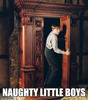 Narnia Guy | NAUGHTY LITTLE BOYS | image tagged in narnia guy | made w/ Imgflip meme maker