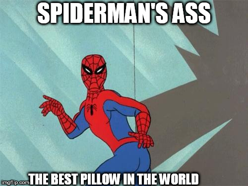 spiderman ass | SPIDERMAN'S ASS; THE BEST PILLOW IN THE WORLD | image tagged in spiderman ass | made w/ Imgflip meme maker