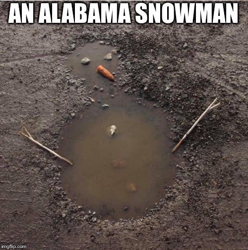 Schools were cancelled, businesses opened late, and grocery stores had a run on bread and milk. | AN ALABAMA SNOWMAN | image tagged in alabama snowman | made w/ Imgflip meme maker