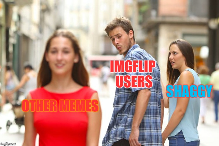i haven't seen any of the shaggy memes | IMGFLIP USERS; SHAGGY; OTHER MEMES | image tagged in memes,distracted boyfriend,shaggy,imgflip users | made w/ Imgflip meme maker