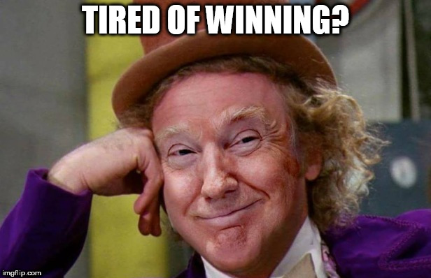 trump | TIRED OF WINNING? | image tagged in trump | made w/ Imgflip meme maker
