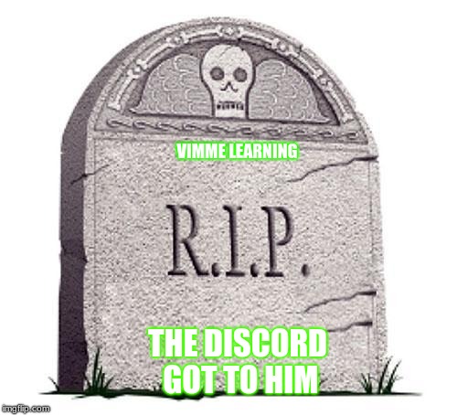 Rest In Peace | VIMME LEARNING; THE DISCORD GOT TO HIM | image tagged in rest in peace | made w/ Imgflip meme maker