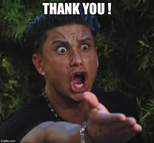 DJ Pauly D Meme | THANK YOU ! | image tagged in memes,dj pauly d | made w/ Imgflip meme maker