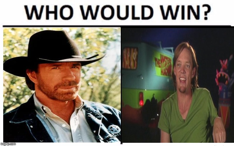The true question. | image tagged in memes,funny,who would win,chuck norris,shaggy | made w/ Imgflip meme maker