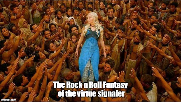 Virtue signalling | The Rock n Roll Fantasy of the virtue signaler | image tagged in virtue signalling | made w/ Imgflip meme maker