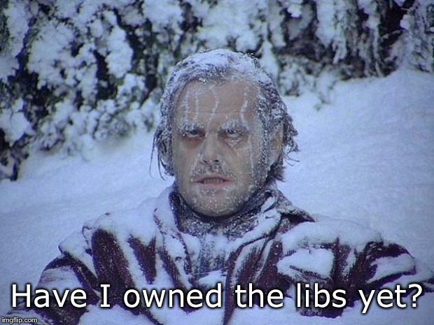 Jack Nicholson The Shining Snow Meme | Have I owned the libs yet? | image tagged in memes,jack nicholson the shining snow | made w/ Imgflip meme maker