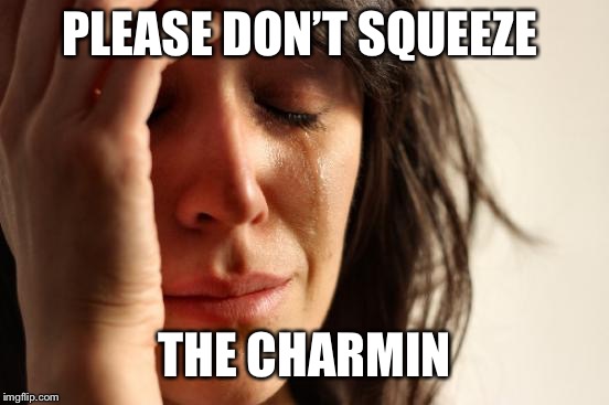 First World Problems Meme | PLEASE DON’T SQUEEZE; THE CHARMIN | image tagged in memes,first world problems | made w/ Imgflip meme maker