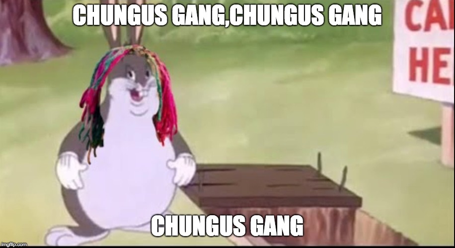 Chungus gang | CHUNGUS GANG,CHUNGUS GANG; CHUNGUS GANG | image tagged in big chungus,lil pump | made w/ Imgflip meme maker
