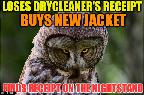 
Bird Weekend February 1-3, a moemeobro, Claybourne, and 1forpeace Event | LOSES DRYCLEANER'S RECEIPT; BUYS NEW JACKET; FINDS RECEIPT ON THE NIGHTSTAND | image tagged in memes,birds,the face you make | made w/ Imgflip meme maker