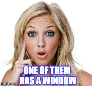 Dumb blonde | ONE OF THEM HAS A WINDOW | image tagged in dumb blonde | made w/ Imgflip meme maker