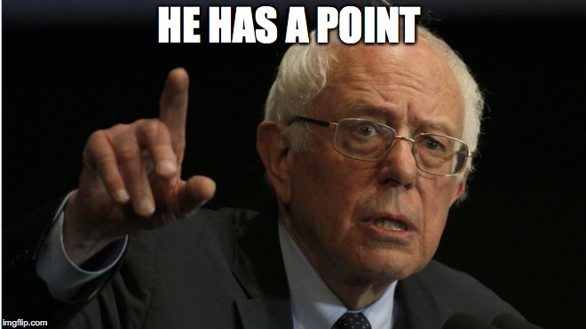 Bernie He Has A Point | HE HAS A POINT | image tagged in bernie he has a point | made w/ Imgflip meme maker