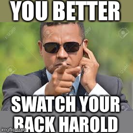 YOU BETTER SWATCH YOUR BACK HAROLD | made w/ Imgflip meme maker