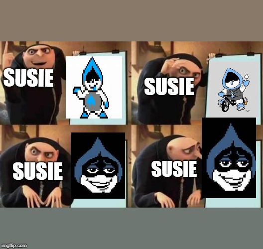 Gru's Plan | SUSIE; SUSIE; SUSIE; SUSIE | image tagged in gru's plan | made w/ Imgflip meme maker