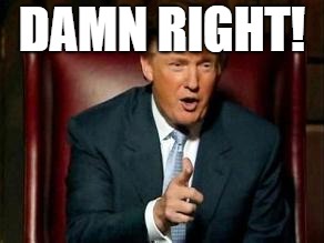 Donald Trump | DAMN RIGHT! | image tagged in donald trump | made w/ Imgflip meme maker