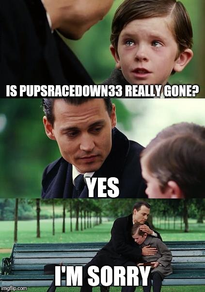 Finding Neverland Meme | IS PUPSRACEDOWN33 REALLY GONE? YES I'M SORRY | image tagged in memes,finding neverland | made w/ Imgflip meme maker
