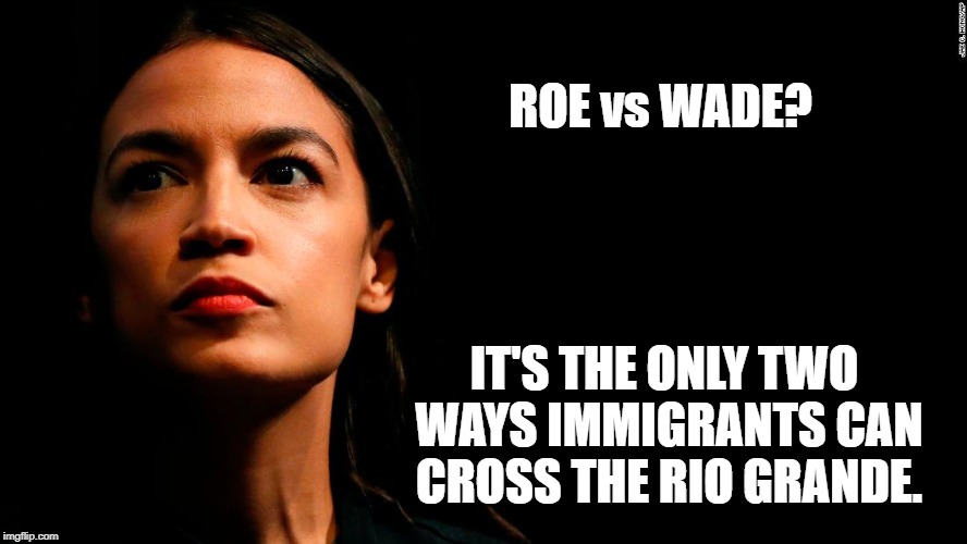 Intelligent, honest, politician -- pick two. | ROE vs WADE? IT'S THE ONLY TWO WAYS IMMIGRANTS CAN CROSS THE RIO GRANDE. | image tagged in ocasio-cortez super genius,libtard,neosocialist idiot,illegal immigration | made w/ Imgflip meme maker