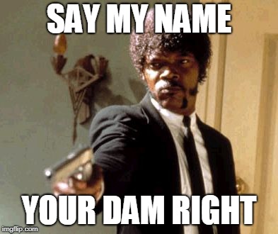 Say That Again I Dare You Meme | SAY MY NAME; YOUR DAM RIGHT | image tagged in memes,say that again i dare you | made w/ Imgflip meme maker
