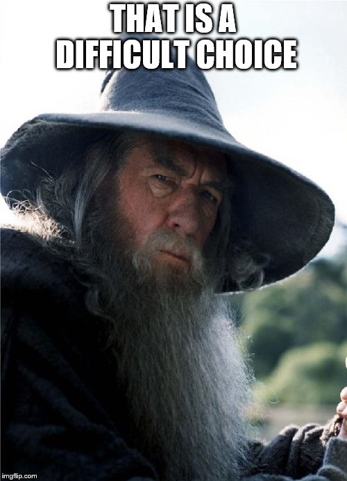 Gandalf No Other Choice | THAT IS A DIFFICULT CHOICE | image tagged in gandalf no other choice | made w/ Imgflip meme maker