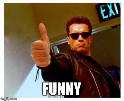 terminator thumbs up | FUNNY | image tagged in terminator thumbs up | made w/ Imgflip meme maker