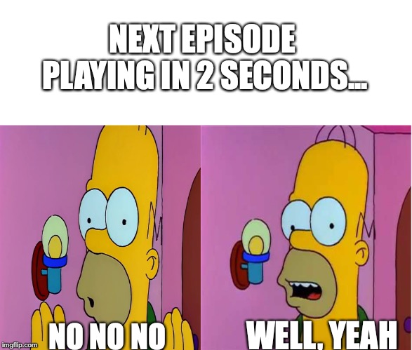 NEXT EPISODE PLAYING IN 2 SECONDS... WELL, YEAH; NO NO NO | image tagged in funny memes,netflix and chill,the simpsons | made w/ Imgflip meme maker