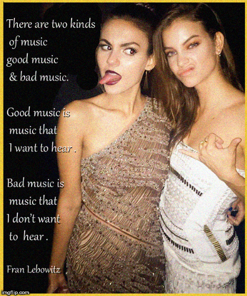 Good music quote | image tagged in lol so funny,babes,music,victoria justice,barbara palvin,victoria secret models | made w/ Imgflip meme maker