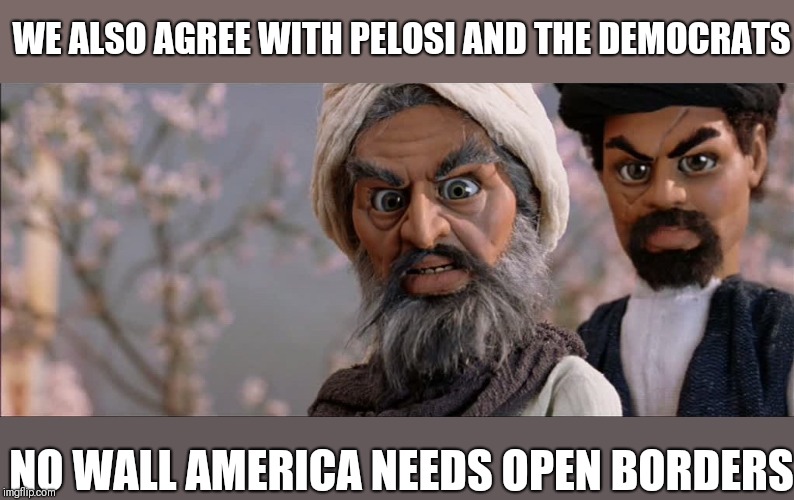 MAGA TRUMP 2020 | WE ALSO AGREE WITH PELOSI AND THE DEMOCRATS; NO WALL AMERICA NEEDS OPEN BORDERS | image tagged in nancy pelosi,trump,wall | made w/ Imgflip meme maker