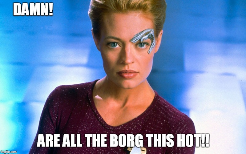 Seven Of Nine | DAMN! ARE ALL THE BORG THIS HOT!! | image tagged in seven of nine | made w/ Imgflip meme maker