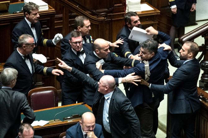 Parliament brawl Blank Meme Template