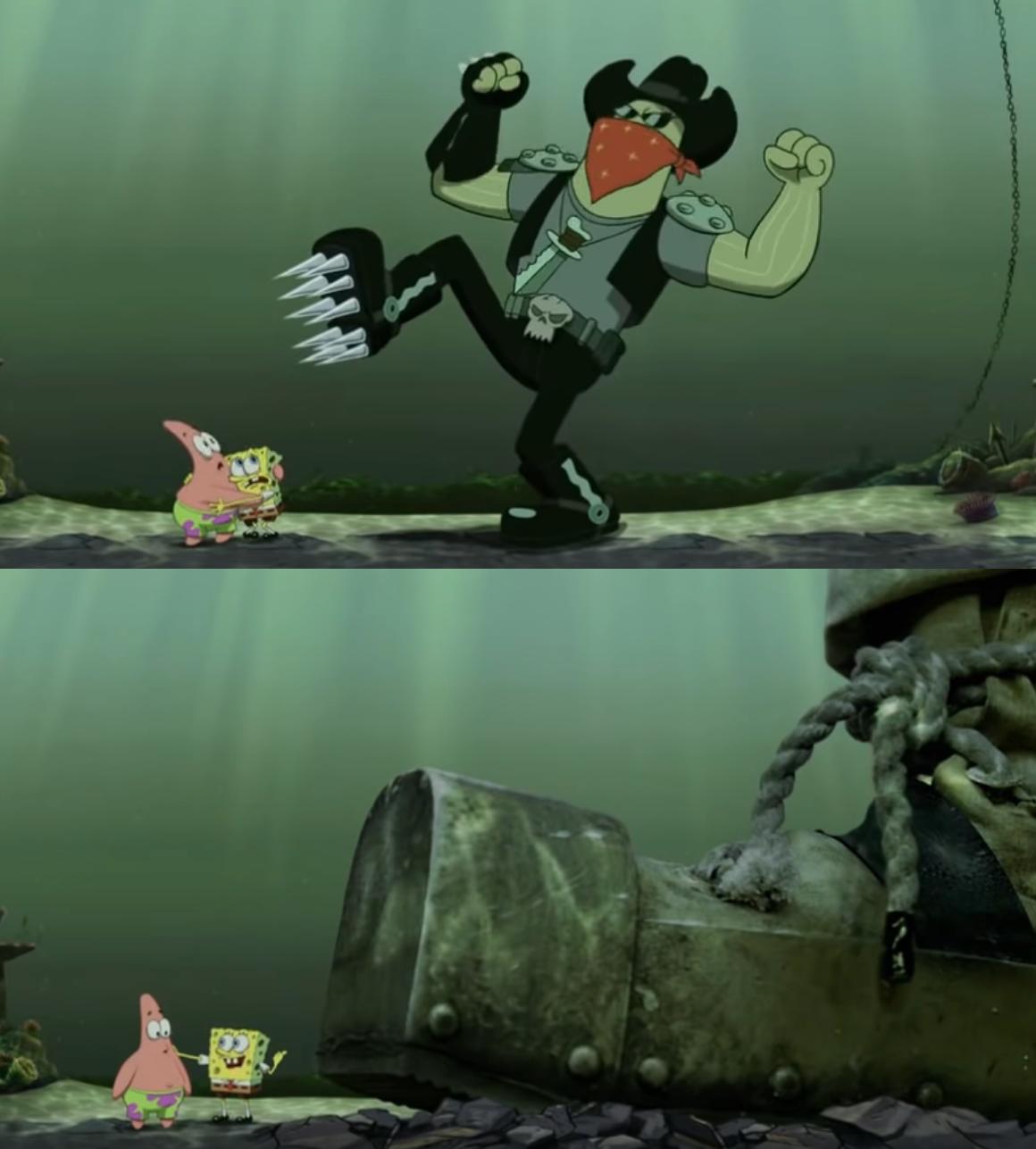 High Quality Spongebob Bigger Boot Blank Meme Template