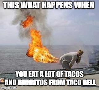 Fart | THIS WHAT HAPPENS WHEN; YOU EAT A LOT OF TACOS AND BURRITOS FROM TACO BELL | image tagged in fart | made w/ Imgflip meme maker
