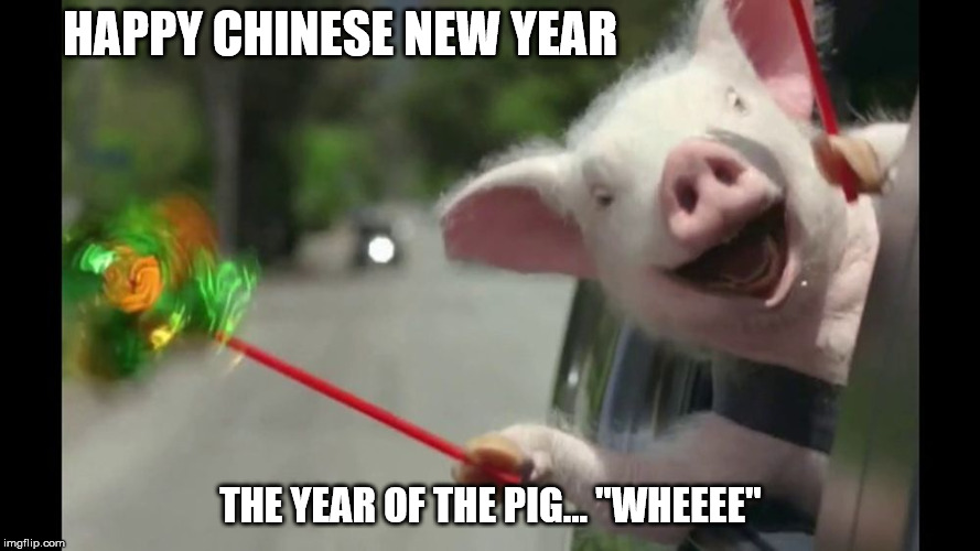 HAPPY CHINESE NEW YEAR; THE YEAR OF THE PIG... "WHEEEE" | image tagged in chinese new year | made w/ Imgflip meme maker