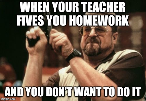 Am I The Only One Around Here Meme | WHEN YOUR TEACHER FIVES YOU HOMEWORK; AND YOU DON’T WANT TO DO IT | image tagged in memes,am i the only one around here | made w/ Imgflip meme maker