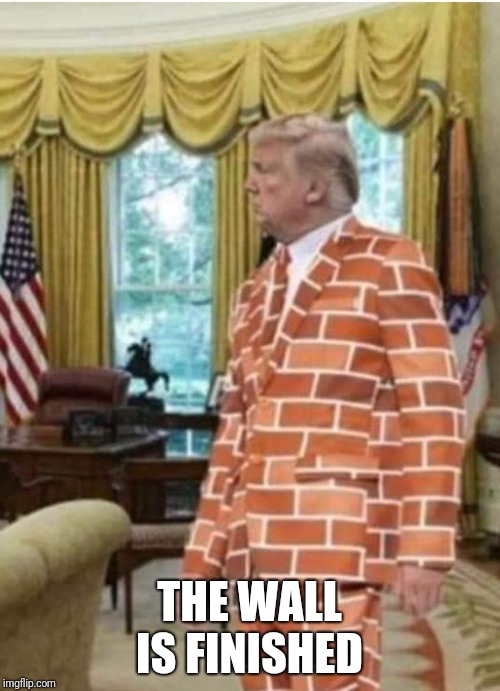 Memes | THE WALL IS FINISHED | image tagged in donald trump,impeach trump | made w/ Imgflip meme maker