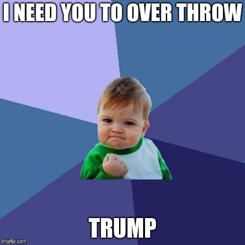 Success Kid Meme | I NEED YOU TO OVER THROW; TRUMP | image tagged in memes,success kid | made w/ Imgflip meme maker