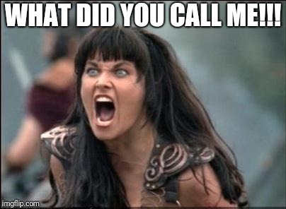Angry Xena | WHAT DID YOU CALL ME!!! | image tagged in angry xena | made w/ Imgflip meme maker