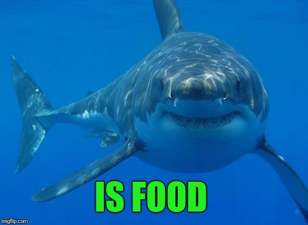 Straight White Shark | IS FOOD | image tagged in straight white shark | made w/ Imgflip meme maker