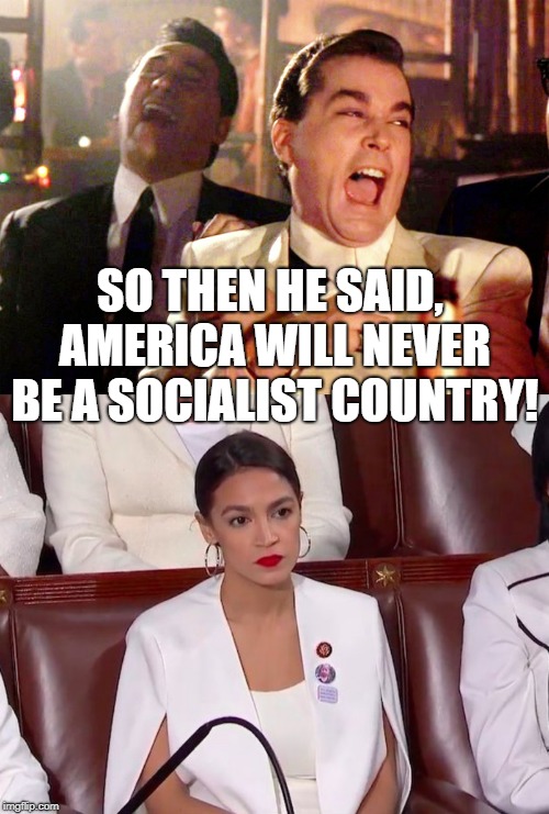 never be socialist | SO THEN HE SAID, AMERICA WILL NEVER BE A SOCIALIST COUNTRY! | image tagged in memes,good fellas hilarious,sotu | made w/ Imgflip meme maker