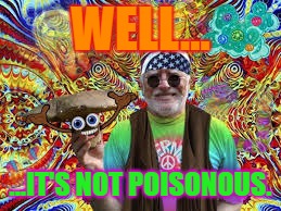 Psychedelic Harold | WELL... ...IT'S NOT POISONOUS. | image tagged in psychedelic harold | made w/ Imgflip meme maker