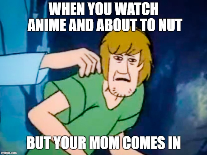 Shaggy meme | WHEN YOU WATCH ANIME AND ABOUT TO NUT; BUT YOUR MOM COMES IN | image tagged in shaggy meme | made w/ Imgflip meme maker