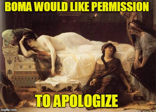 BOMA WOULD LIKE PERMISSION TO APOLOGIZE | made w/ Imgflip meme maker