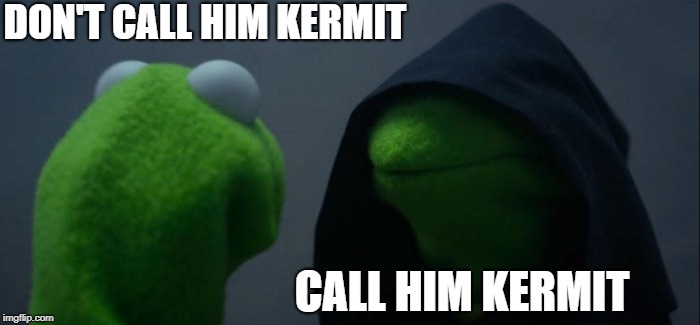Evil Kermit Meme | DON'T CALL HIM KERMIT CALL HIM KERMIT | image tagged in memes,evil kermit | made w/ Imgflip meme maker
