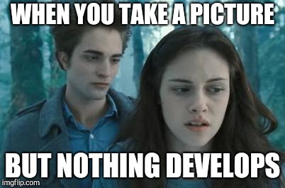 Twilight | WHEN YOU TAKE A PICTURE BUT NOTHING DEVELOPS | image tagged in twilight | made w/ Imgflip meme maker