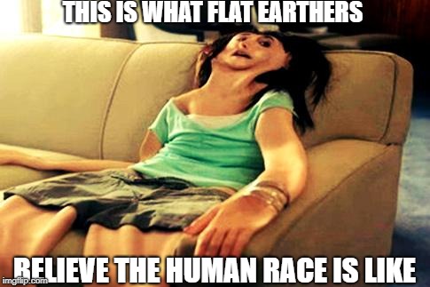 flat girl | THIS IS WHAT FLAT EARTHERS; BELIEVE THE HUMAN RACE IS LIKE | image tagged in flat girl | made w/ Imgflip meme maker