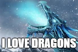 I Love Dragons | I LOVE DRAGONS | image tagged in dragon,ice | made w/ Imgflip meme maker