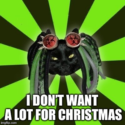 cyber goth cat | I DON’T WANT A LOT FOR CHRISTMAS | image tagged in cyber goth cat | made w/ Imgflip meme maker